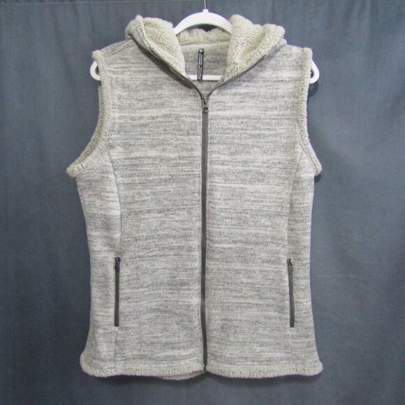 Kuhl Alaska Vest Fleece Sherpa Hooded Gray Cream Womens Size XL Full Zip Pockets - Picture 10 of 10